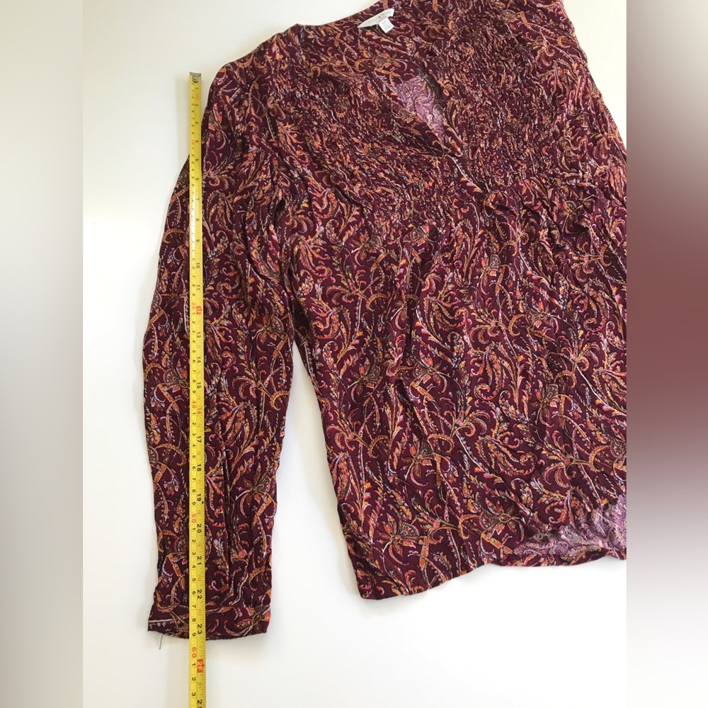NWT! Lucky Brand Paisley V Neck Peasant Blouse Long Sleeve Boho Size: S - Picture 13 of 13